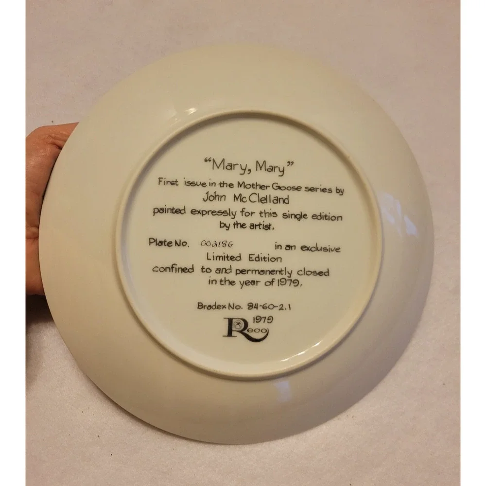 Vtg 1979 Reco Mary, Mary by John McClelland‎ Collectible Plate w/ COA #00218G